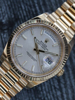 39109: Rolex Day-Date 40, Ref. 228238, "Motif" Dial, Box and 2019 Card