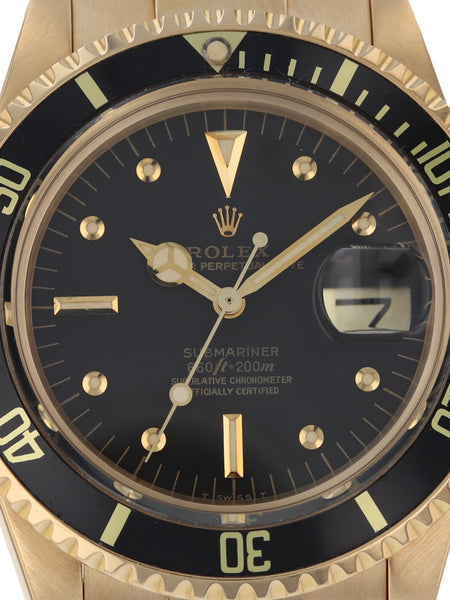 M39433: Rolex Vintage 18k Yellow Gold Submariner, Ref. 1680/8, Box and ...