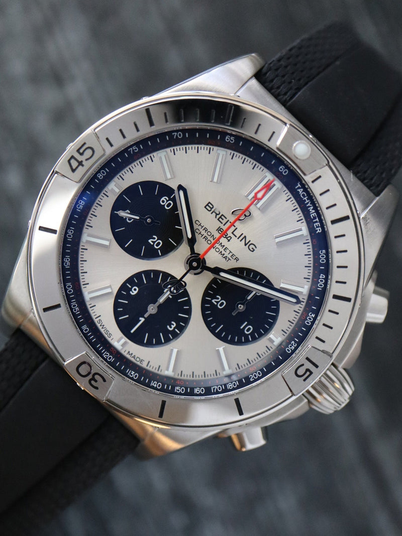 M40478: Breitling Chronomat B01 42, Ref. AB0134101G1A1, Box and Booklet, Unworn Steel Bracelet