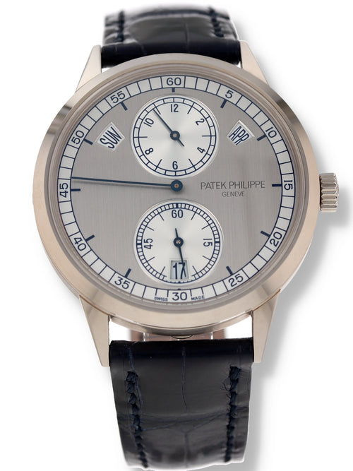 M40782: Patek 18k White Gold Annual Calendar Regulator, Ref. 5235G, Box and 2015 Papers