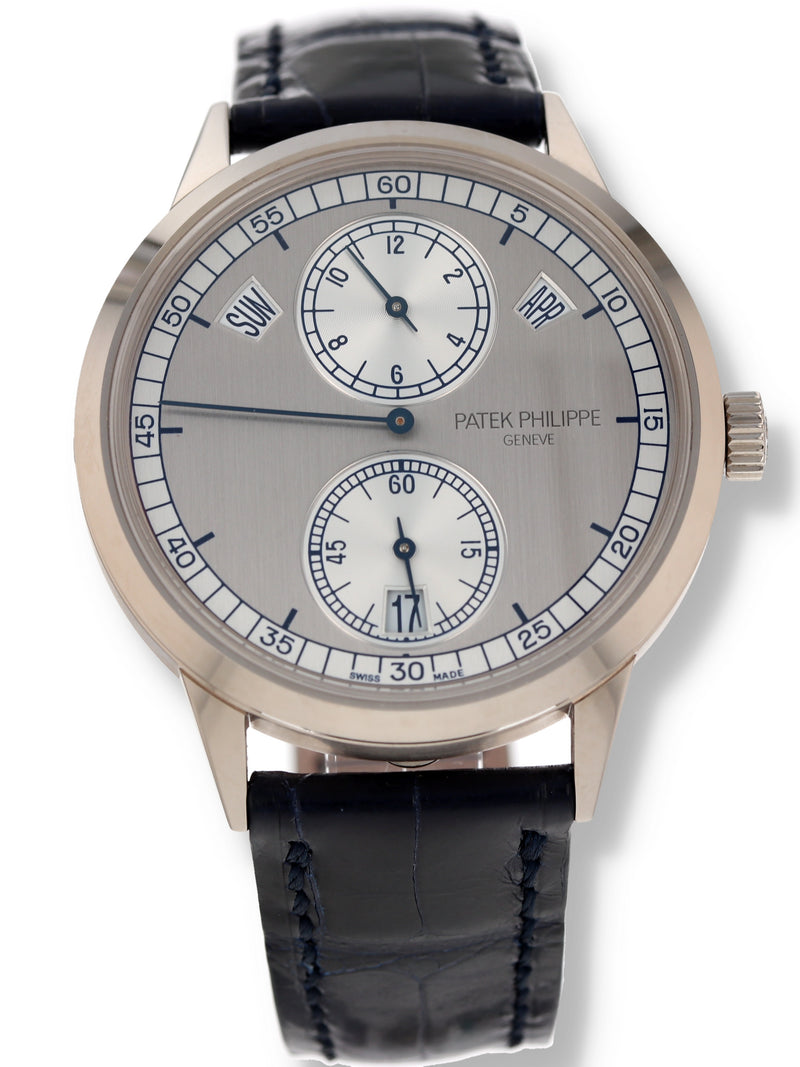 M40782: Patek 18k White Gold Annual Calendar Regulator, Ref. 5235G, Box and 2015 Papers