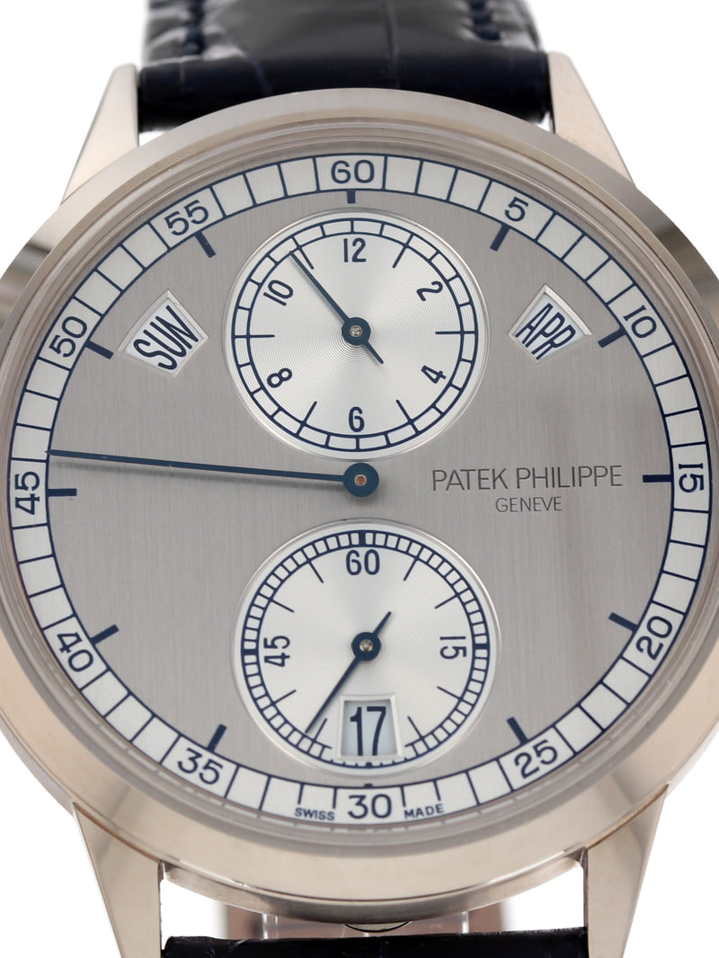 M40782: Patek 18k White Gold Annual Calendar Regulator, Ref. 5235G, Box and 2015 Papers