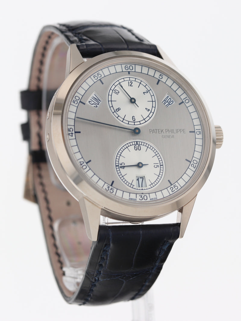 M40782: Patek 18k White Gold Annual Calendar Regulator, Ref. 5235G, Box and 2015 Papers