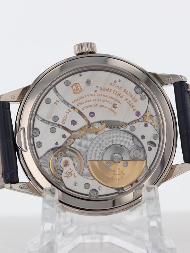 M40782: Patek 18k White Gold Annual Calendar Regulator, Ref. 5235G, Box and 2015 Papers