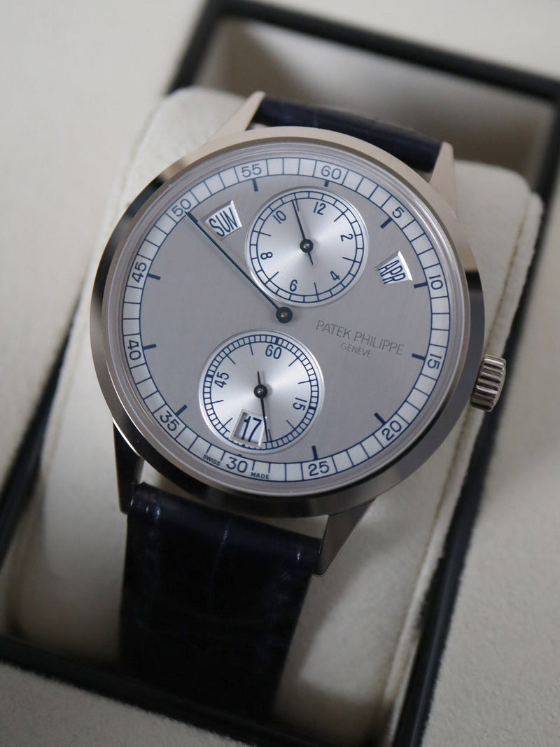 M40782: Patek 18k White Gold Annual Calendar Regulator, Ref. 5235G, Box and 2015 Papers