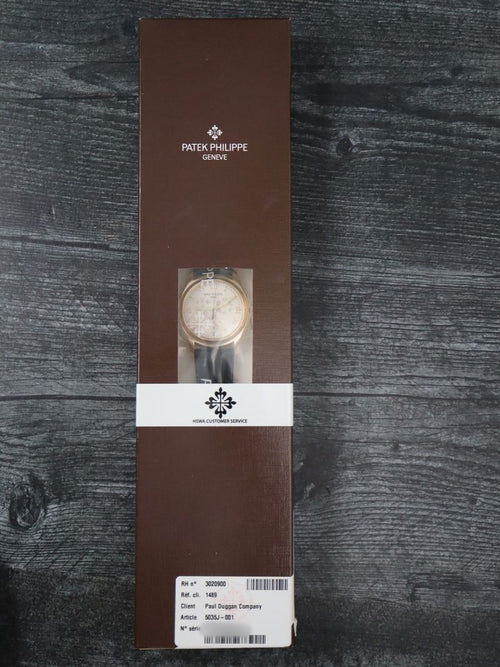 J40650: Patek Philippe 18k Annual Calendar, Ref. 5035J, 2025 Patek Service Papers, SEALED