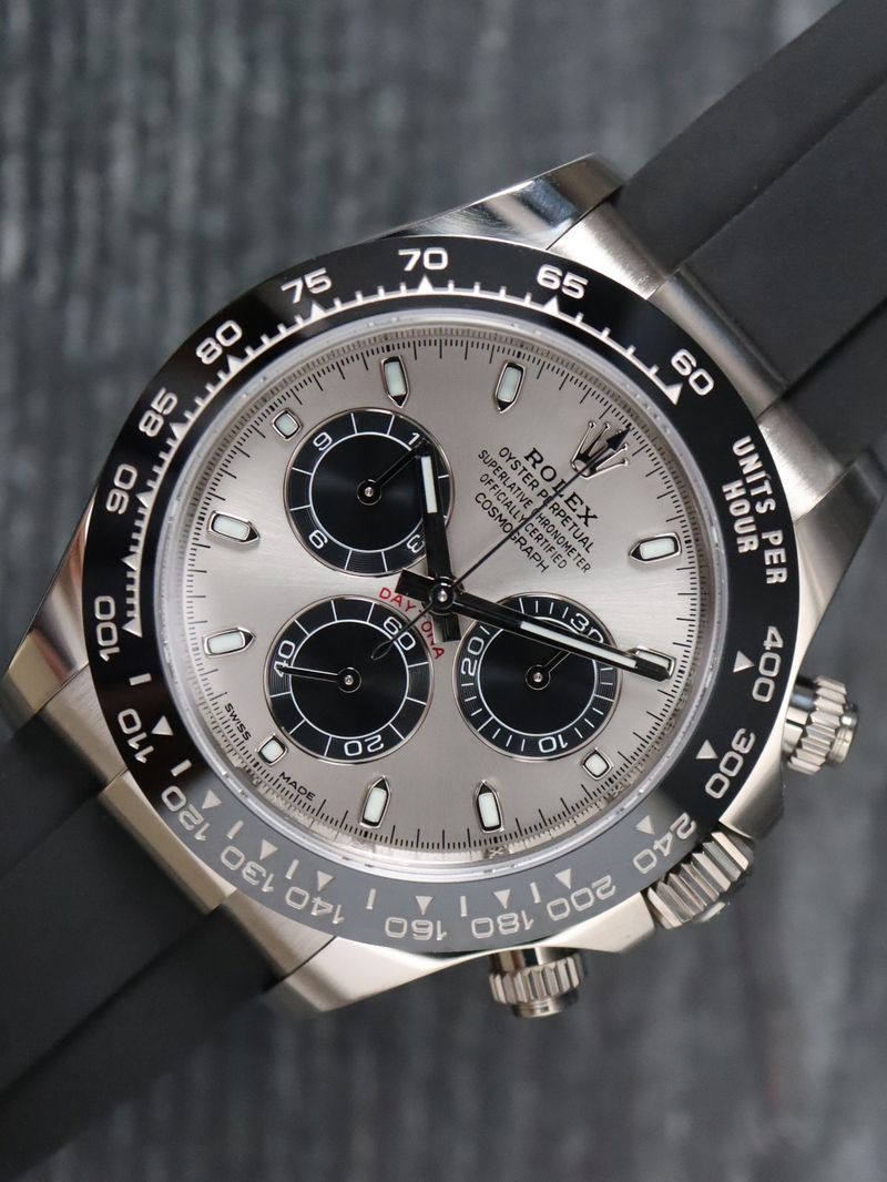 40882: Rolex 18k White Gold Daytona, "Ghost" Ref. 116519LN, Box and 2022 Card