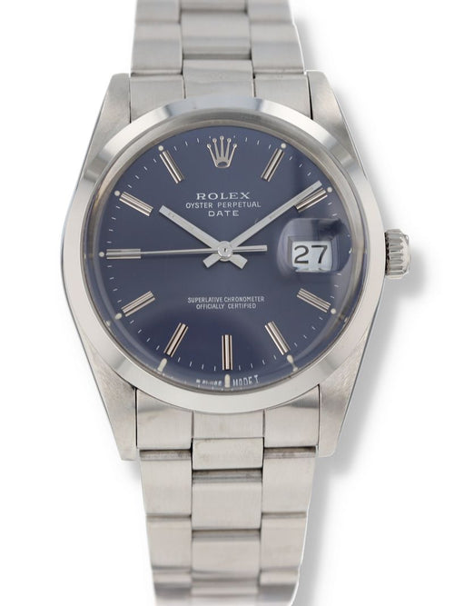41023: Rolex Date 34mm, Ref. 15000, Box and Papers 1988