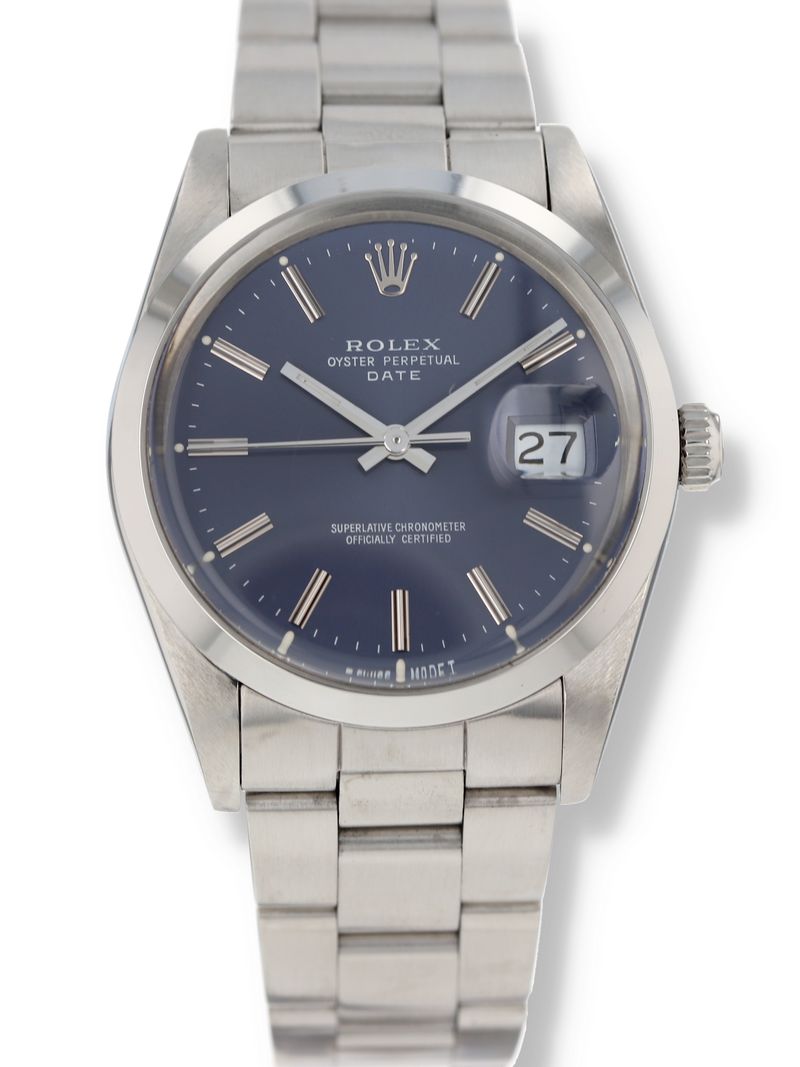 41023: Rolex Date 34mm, Ref. 15000, Box and Papers 1988