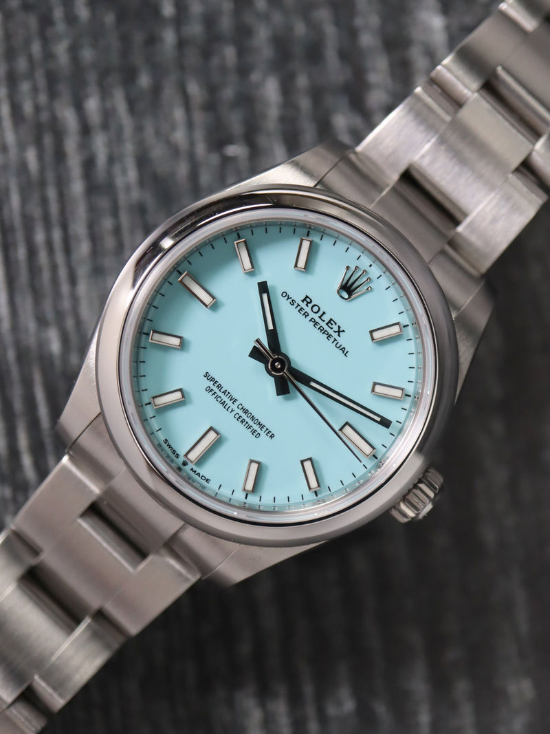 41180: Rolex Ladies Oyster Perpetual 31, Ref. 277200, Turquoise Dial, 2022 Full Set