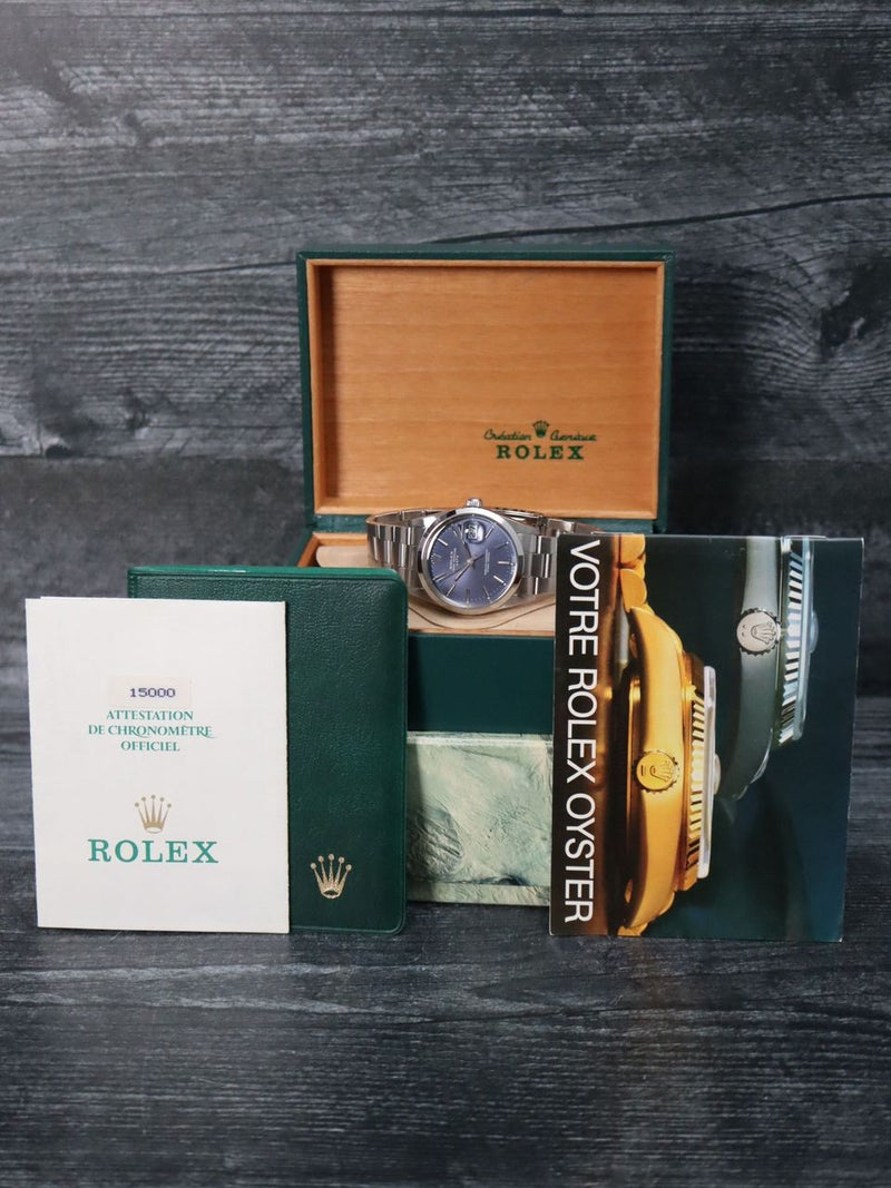 41023: Rolex Date 34mm, Ref. 15000, Box and Papers 1988