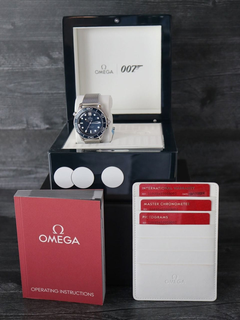 40258: Omega Seamaster James Bond 60th Anniversary, Ref 210.30.42.20.03.002, 2024 Full Set UNWORN