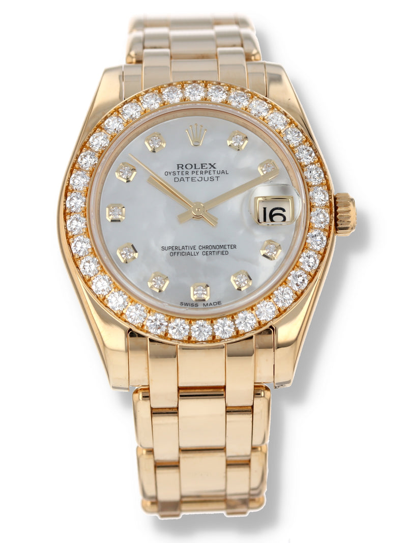 M40786: Rolex 18k Yellow Gold Datejust Pearlmaster 34, Ref. 81298, 2018 Full Set