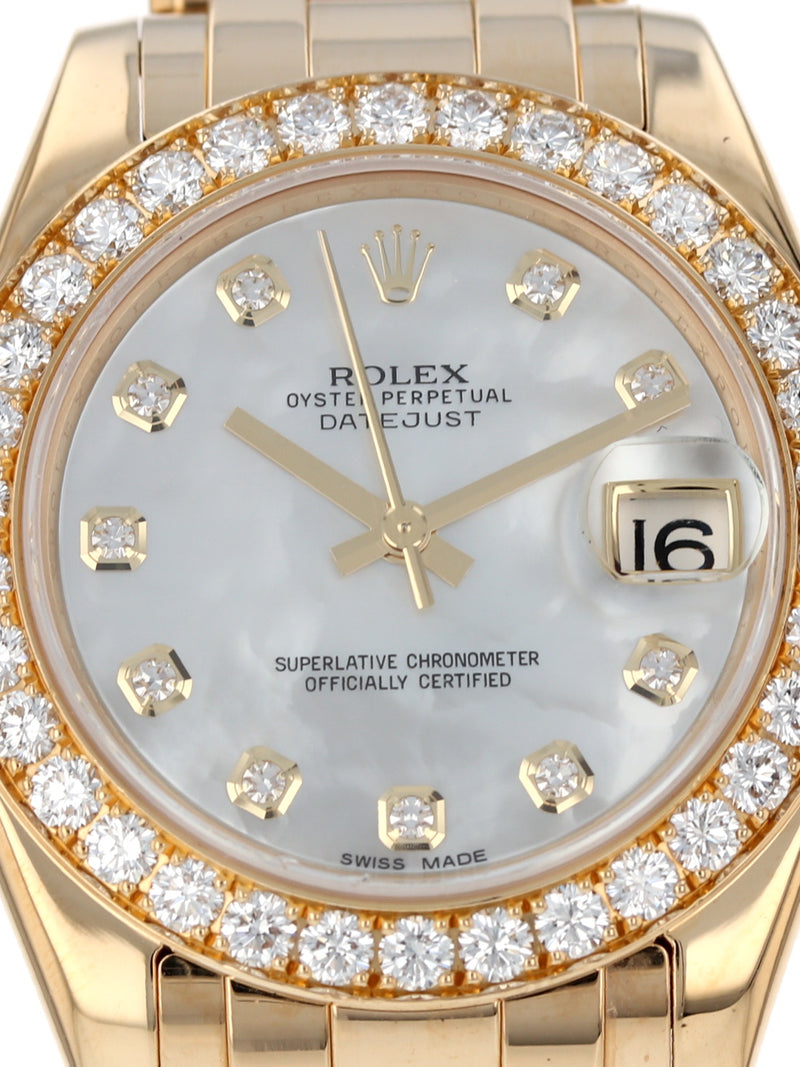 M40786: Rolex 18k Yellow Gold Datejust Pearlmaster 34, Ref. 81298, 2018 Full Set