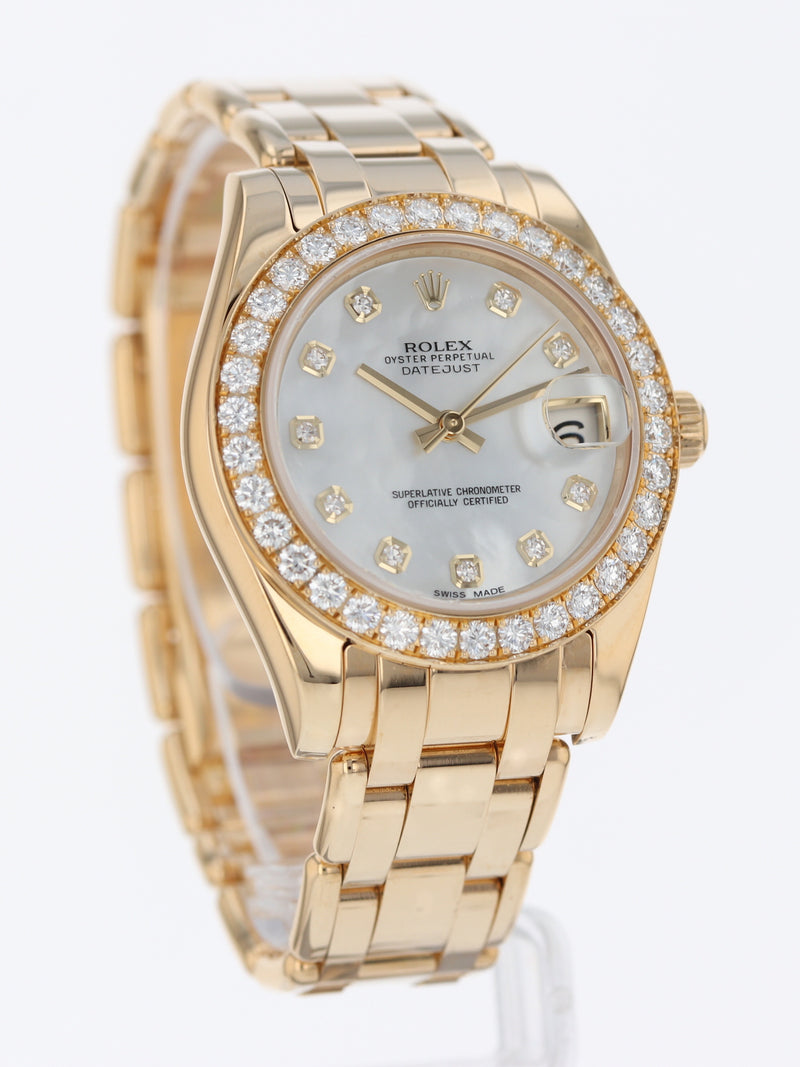 M40786: Rolex 18k Yellow Gold Datejust Pearlmaster 34, Ref. 81298, 2018 Full Set