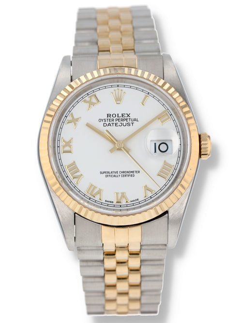 (Hold PD BOS) 41122: Rolex Datejust 36, Ref. 16233, Rolex Box and 1996 Papers. Rolex 2023 Service Card