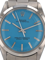 35113: Rolex Vintage 1987 Oyster Perpetual, Ref. 1002, Custom Tiffany Blue Dial