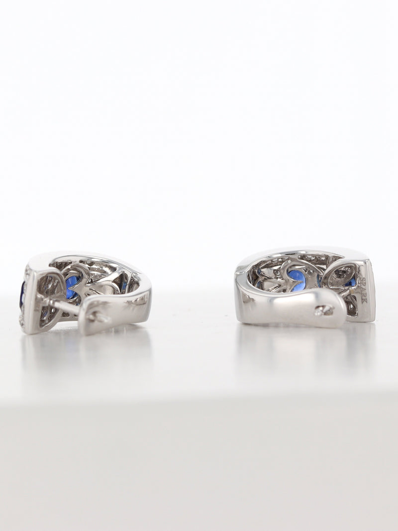 35417: 18k White Gold Diamond/Sapphire Earrings