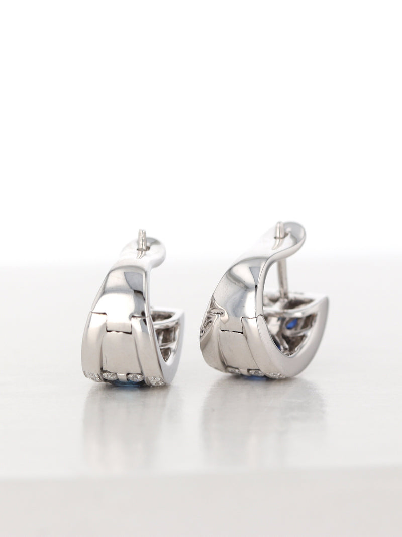 35417: 18k White Gold Diamond/Sapphire Earrings