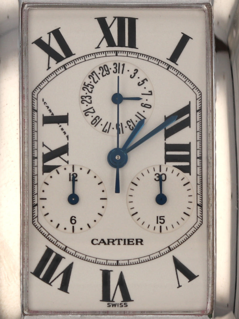 35525: Cartier 18k White Gold Tank Americaine Chronograph, Quartz