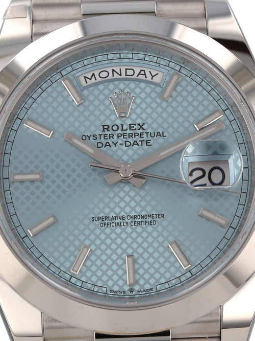 35612: Rolex Platinum Day-Date 40, Ref. 228206, Unworn 2020 Full Set