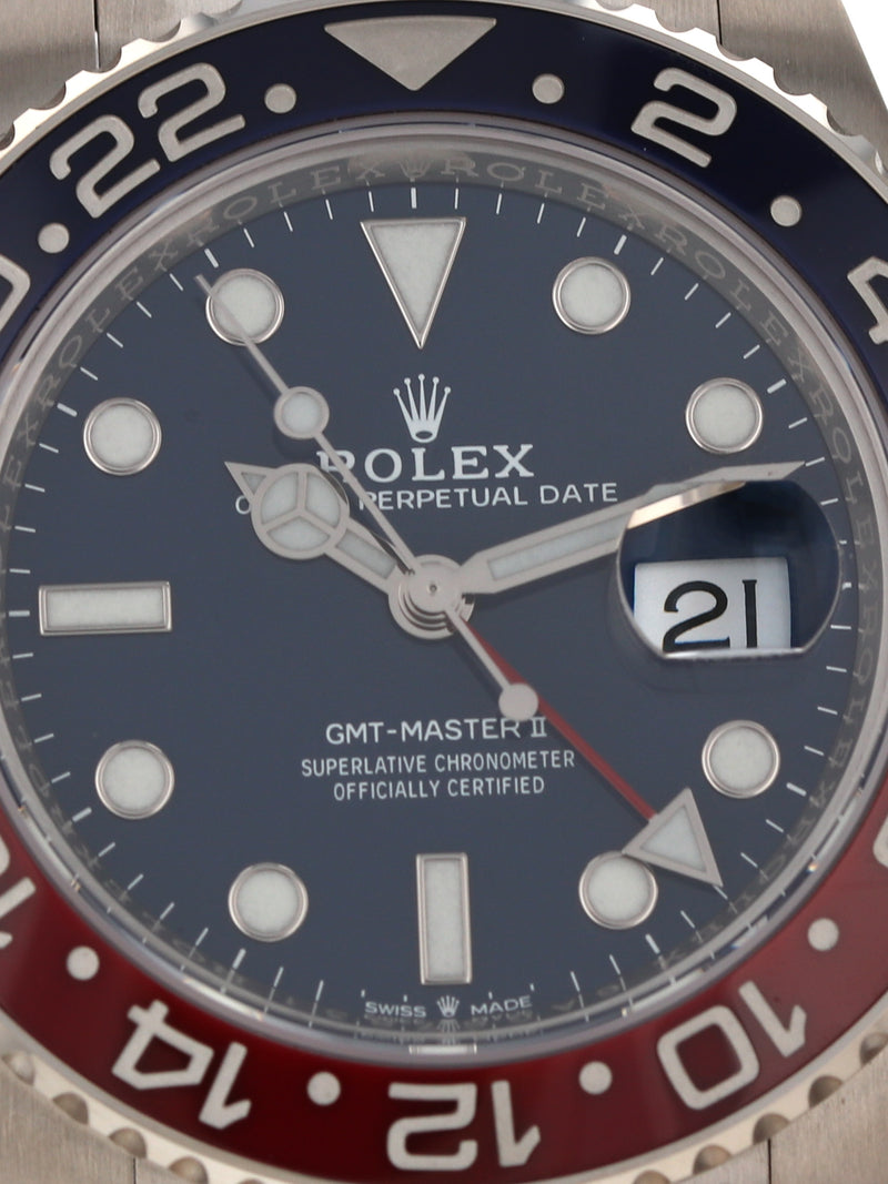 36023: Rolex 18k GMT-Master II, Blue Dial, Ref. 126719BLRO, Unworn 2020 Full Set