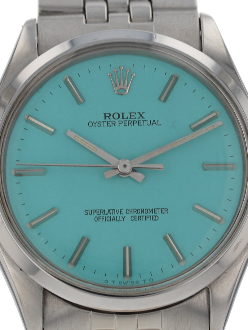 36050: Rolex Vintage 1973 Oyster Perpetual, Custom Color Dial, Ref. 1002