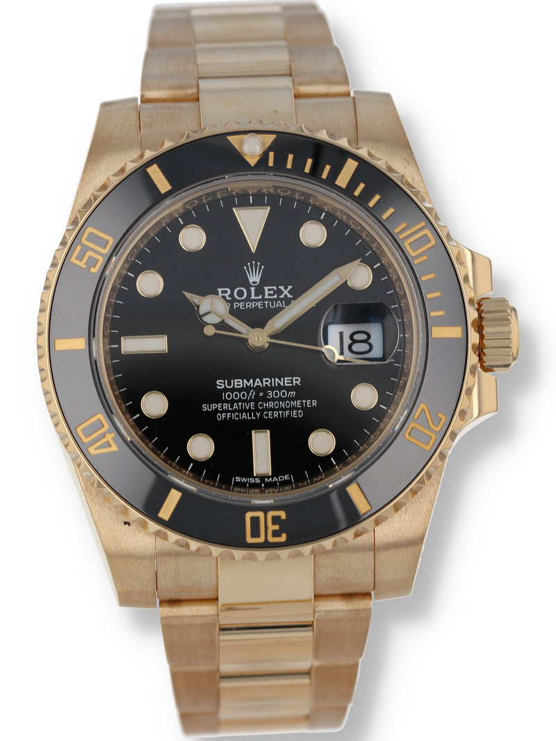 36320: Rolex 18k Yellow Gold Submariner, Ref. 116618LN, 2020 Full Set