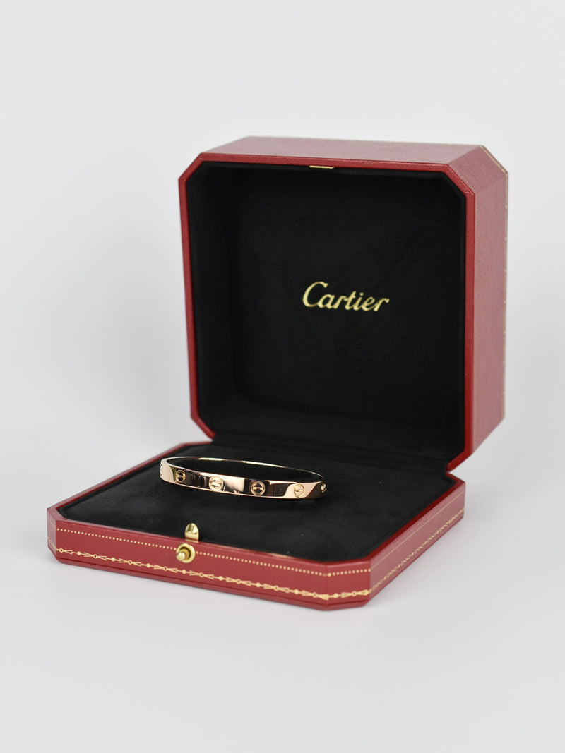 36685: Cartier 18k Rose Gold Love Bracelet, Size 17. Cartier Box.