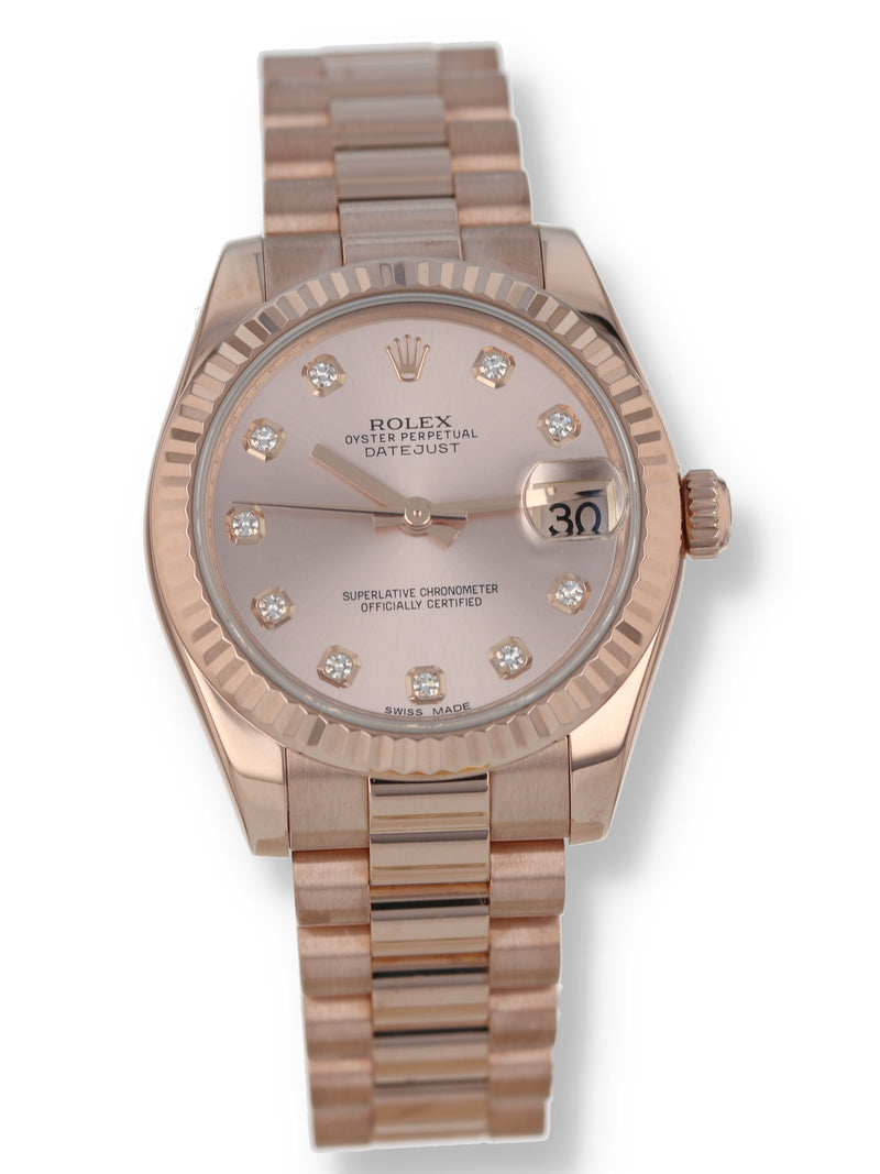36733: Rolex Mid-Size 18k Rose Gold President, Ref. 178275, 2015 Full Set