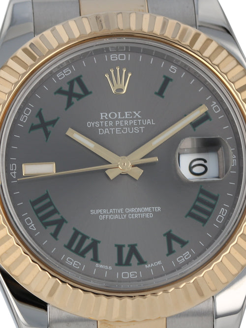 37376: Rolex Stainless Steel and 18k Yellow Gold Datejust II, Ref. 116333, Wimbledon Dial