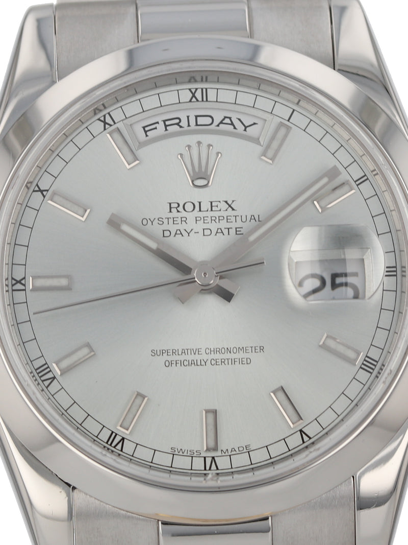 37588: Rolex Platinum Day-Date, Ref. 118206, 2001 Full Set