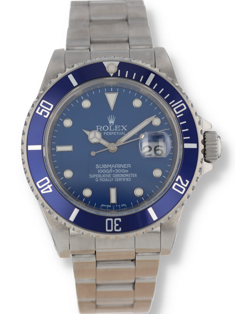 37709: Rolex Submariner, Custom Blue, Ref. 16610, Circa 1989