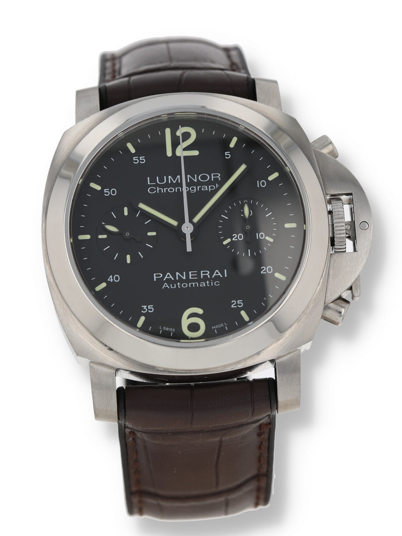 37817: Panerai Luminor Chronograph, PAM00310, 2009 Full Set with 2022 Service