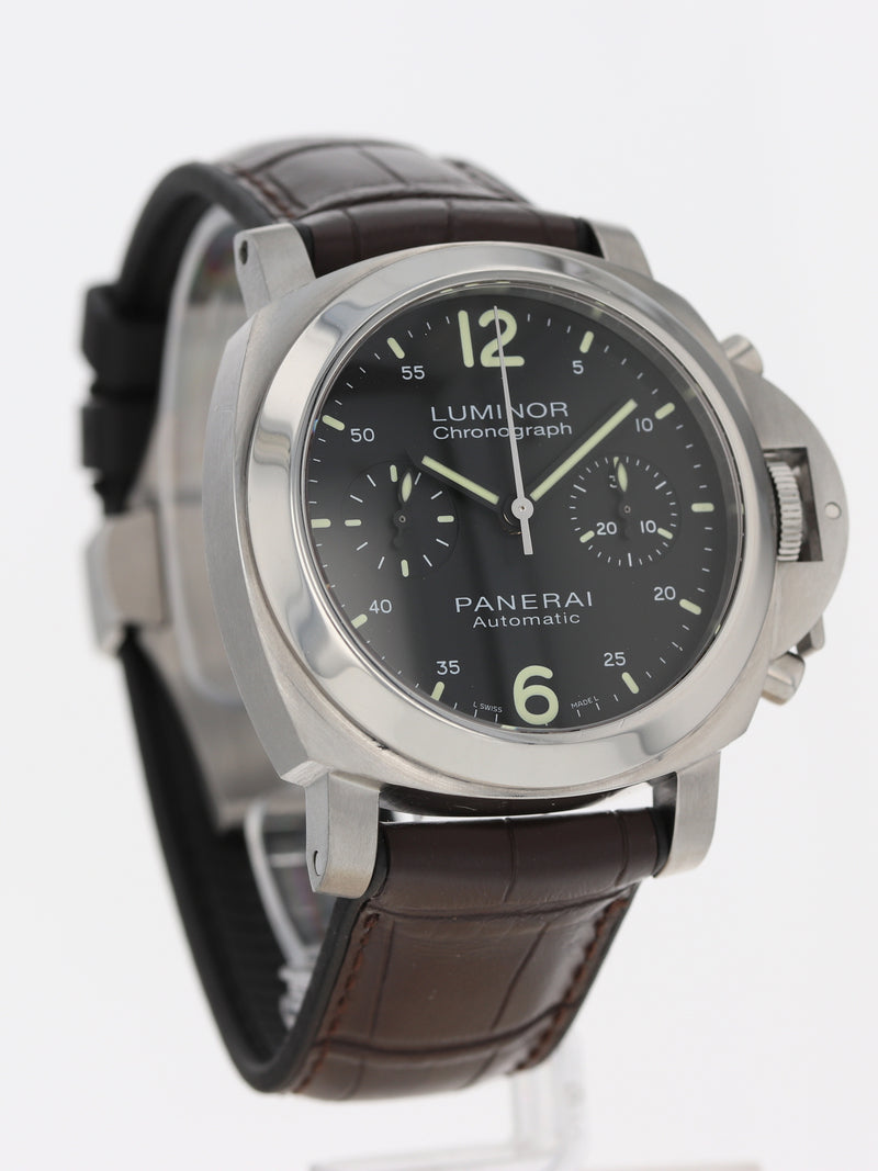 37817: Panerai Luminor Chronograph, PAM00310, 2009 Full Set with 2022 Service