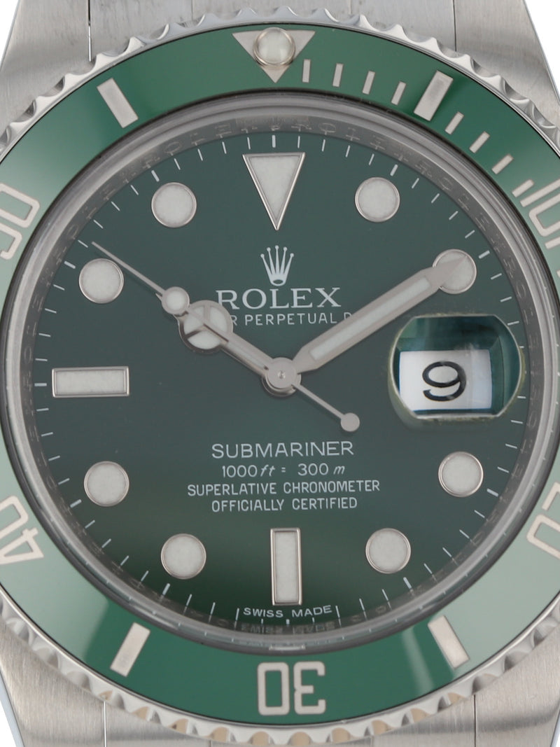 ROLEX SUBMARINER WATCH THE HULK 116610LV 40MM GREEN DIAL GREEN BEZEL  BOX/CARD, Rolex