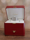 38290: Cartier 18k White Gold Small Roadster, Quartz, Box and 2023 Factory Service