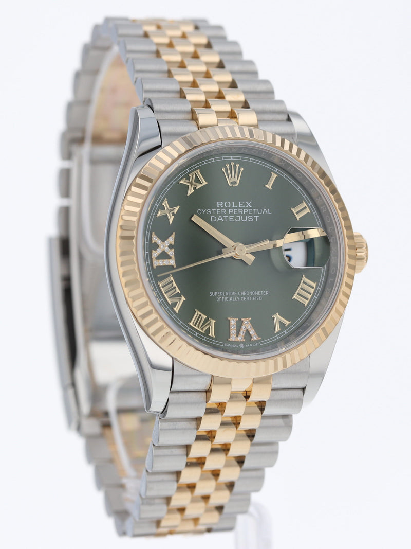 Rolex Datejust 36 Yellow Gold/Steel Silver Roman Diamond VIIX Dial