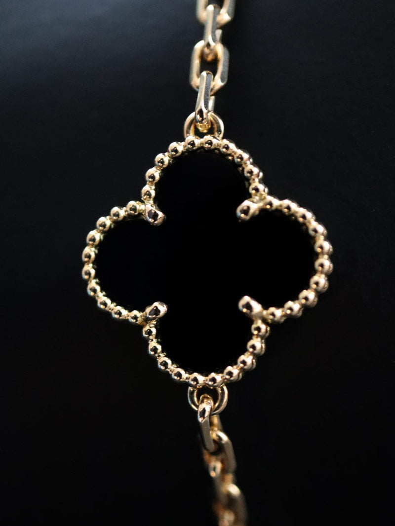 38394: Van Cleef & Arpels Vintage Alhambra 5 Motif Onyx Bracelet
