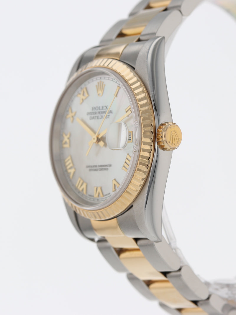 38435: Rolex Datejust 36, Mother of Pearl Dial, Ref. 16233, Box & Papers