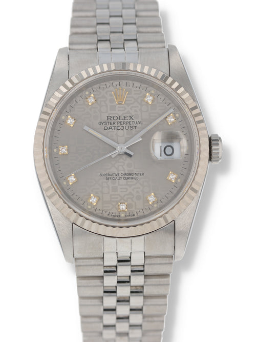 38444: Rolex Datejust 36, Ref. 16234, Diamond Dial, Box & Papers, Circa 1989