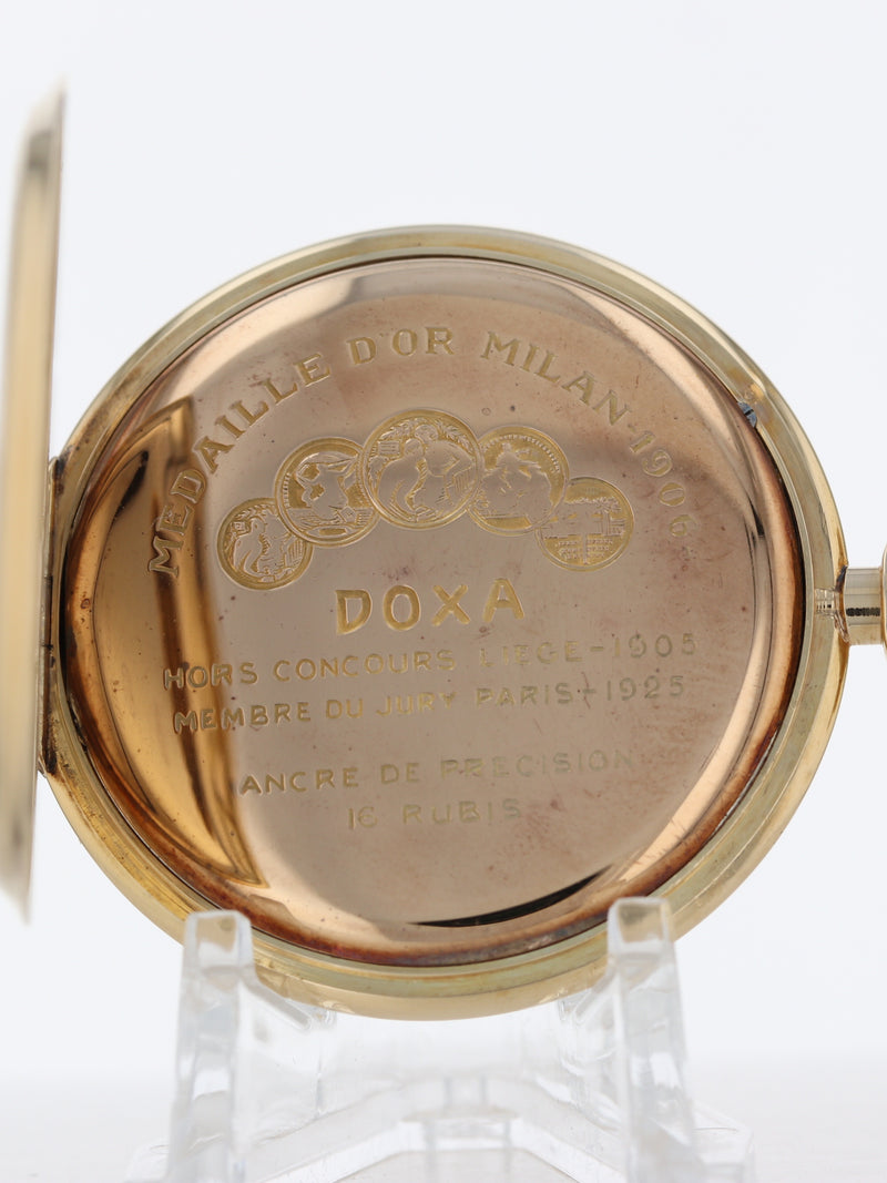 38459: Doxa 14k Yellow Gold Hunting Case Art Deco Pocketwatch, size 48mm, Circa 1930's