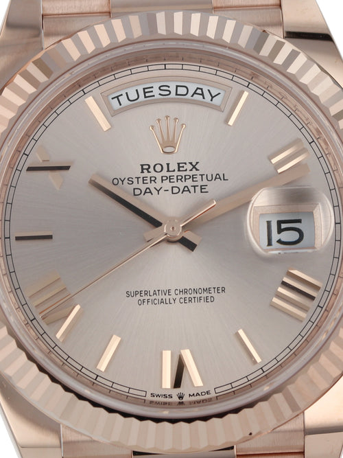 J36708: Rolex 18k Rose Gold Day-Date 40, Ref. 228235, 2020 Full Set