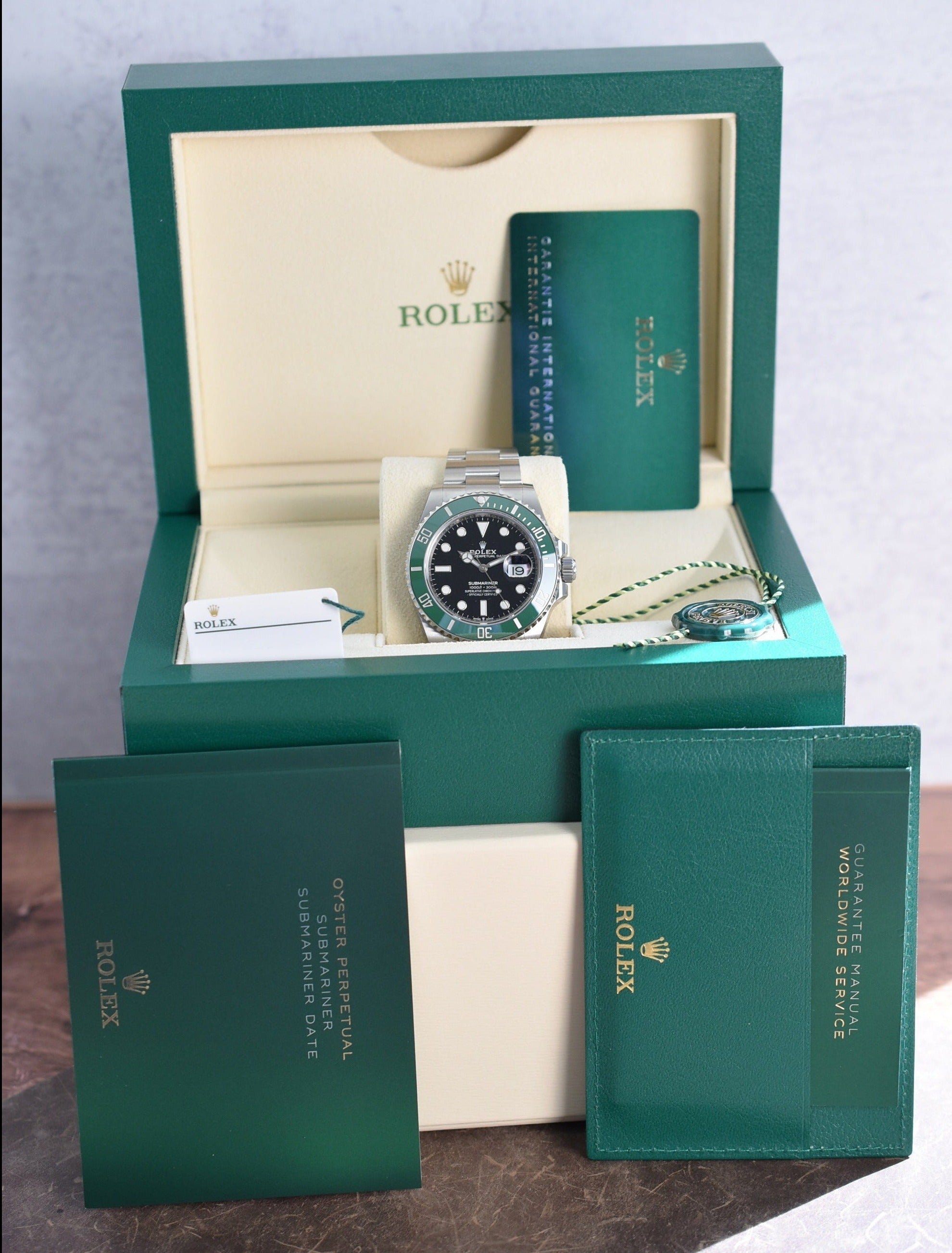 2022 Rolex Submariner 126610LV Starbucks Box, Card & Hangtag