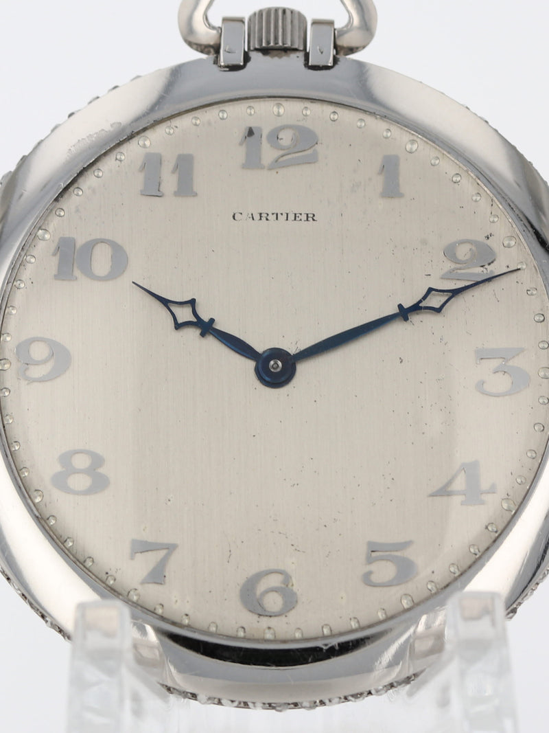 J37777: Cartier Platinum and Diamond Pocketwatch, 46mm, Circa 1920's