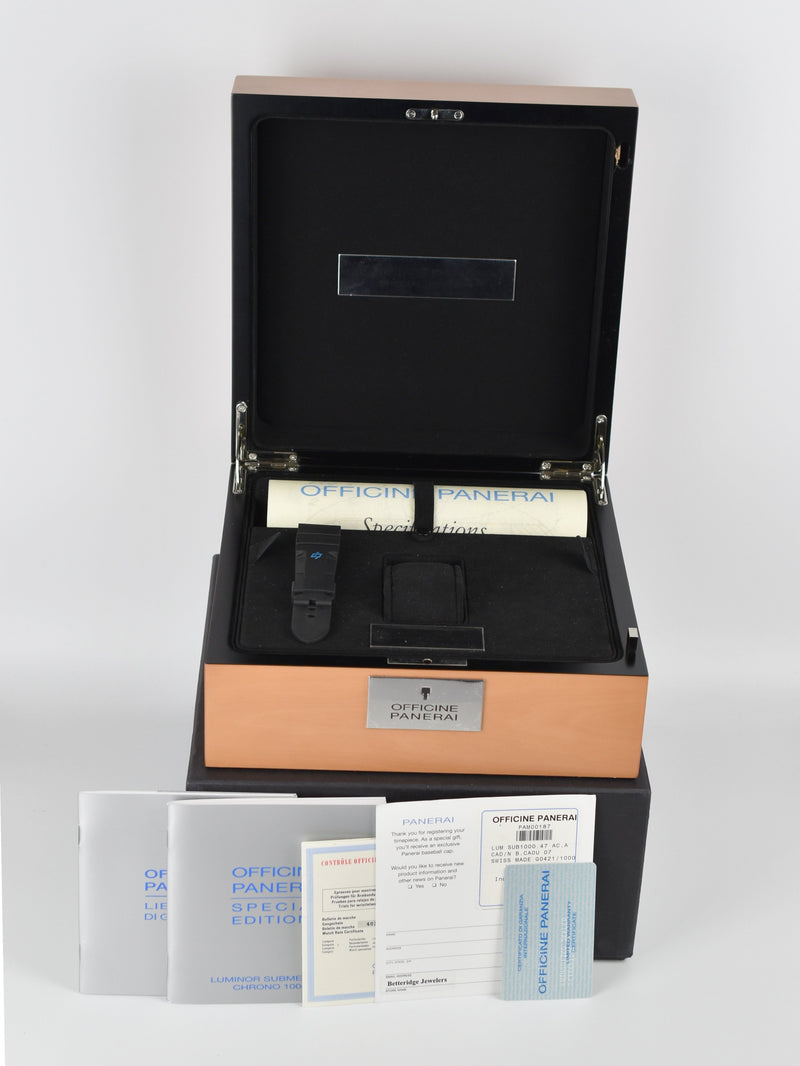 M36178: Panerai Luminor 1000 Submersible Chronograph, Ref. PAM187, Box and Papers